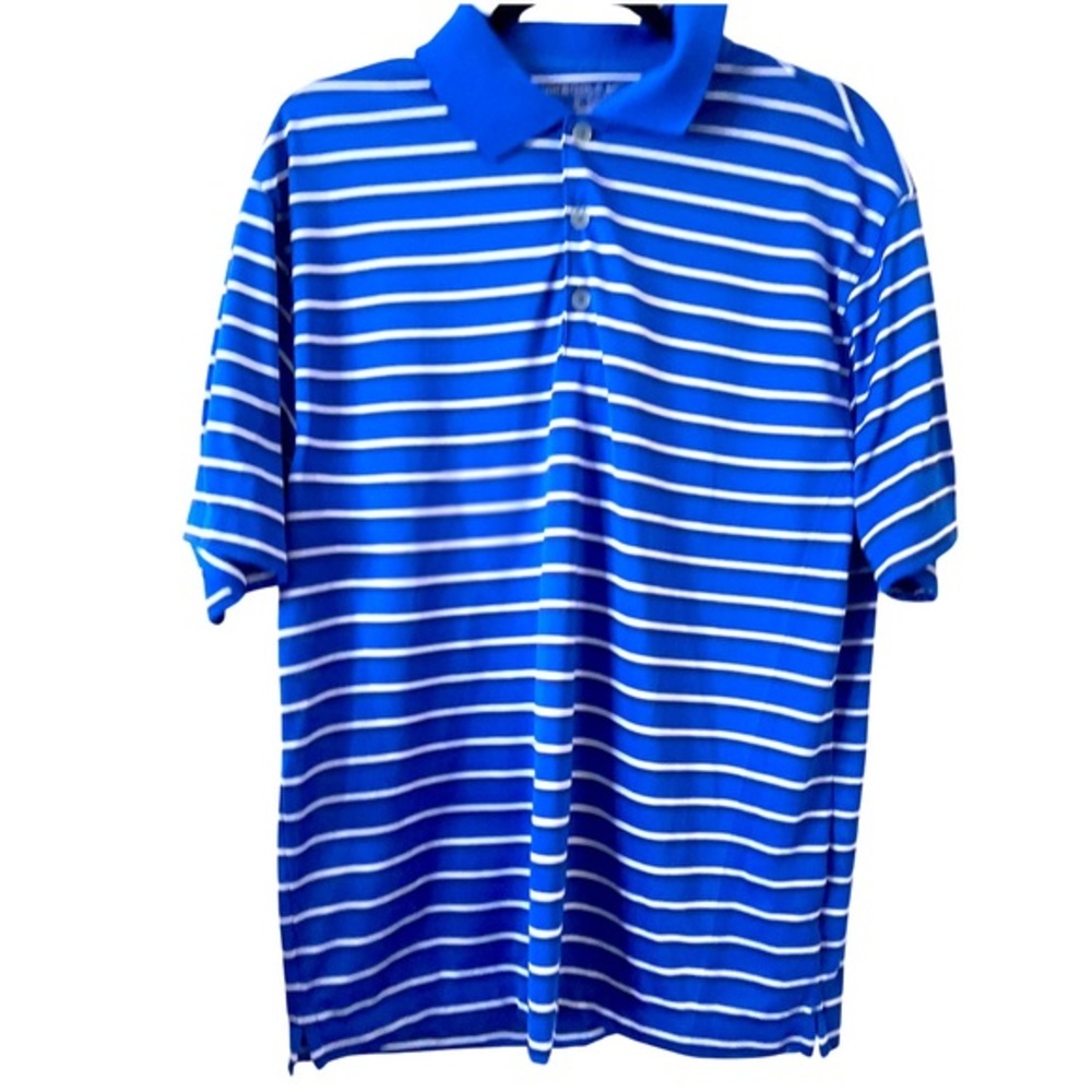 NIKE GOLF‎ Short Sleeve Dri Fit Golf Polo Shirt Blue and White Striped